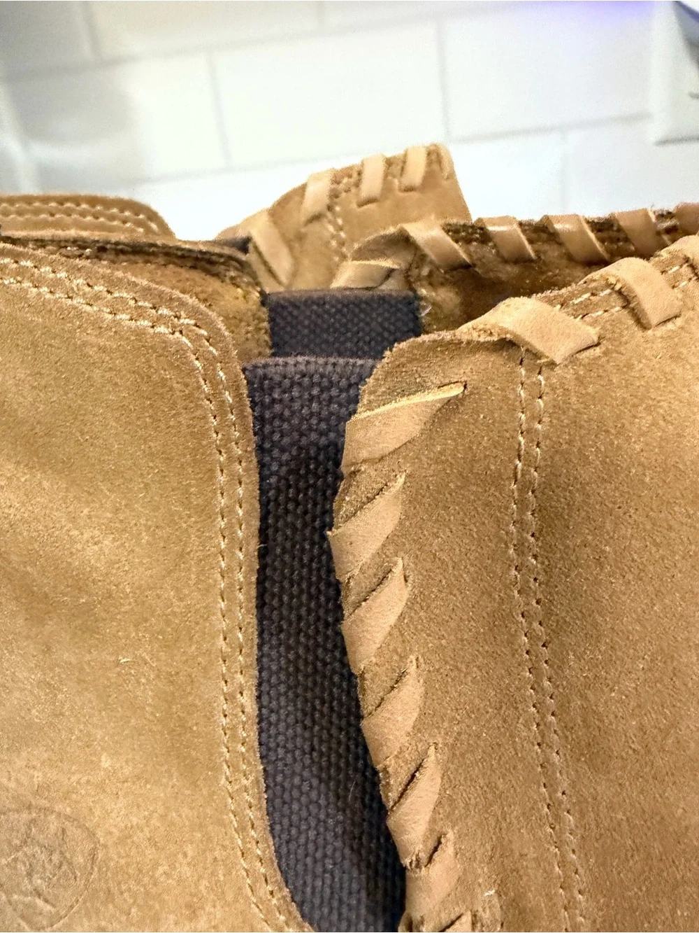Ariat Belle Genuine Leather Suede Wedge Booties Tan Size 9.5